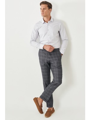 ALTINYILDIZ CLASSICS Erkek Lacivert-Beyaz Comfort Fit Geniş Kesim Yan Cepli Beli Lastikli Pantolon