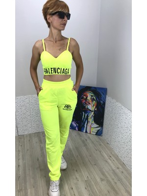 Tu Estilo Balencıaga Neon Sarı Büstiyerli Eşofman Takımı