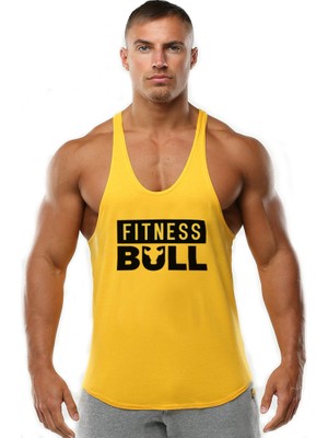 Ghedto Fitness Bull Sarı Gym Tank Top Slimfit Kesim ile Spor ve Günlük Kullanım için M Beden