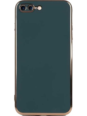 Caseart Apple iPhone 8 Plus Kapak Kamera Korumalı Lazer Kesim Lüx Silikon Kılıf - Petrol Yeşili