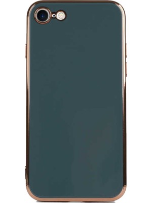 Caseart Apple iPhone Se 2020 Kapak Kamera Korumalı Lazer Kesim Lüx Silikon Kılıf - Petrol Yeşili