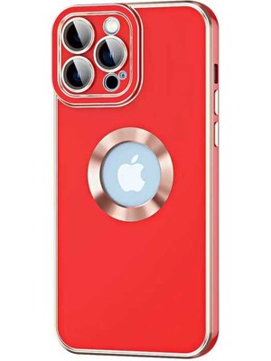 Case World Apple iPhone 13 Pro Kapak Mercek Korumalı Logo Gösteren Tasarım Silikon Kılıf - Kırmızı