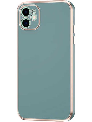 Case World Apple iPhone 12 ile Uyumlu Kapak Kamera Korumalı Lazer Kesim Lüx Silikon ile Uyumlu Kılıf - Petrol Yeşili