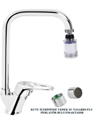 Elmina Armatür Kreç Önleyicili L Borulu Mutfak Musluğu Bataryası Çeşmesi Elmina Armatur