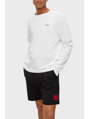 Hugo Logo Baskılı Regular Fit Bisiklet Yaka Uzun Kollu Pamuklu T Shirt Erkek T Shirt 50466159 100