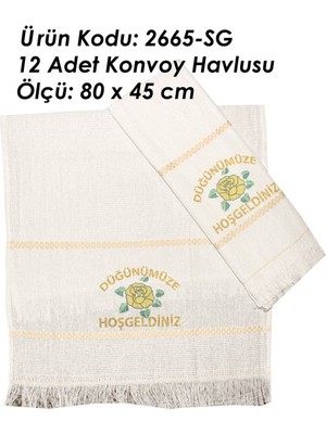 Dantelux Araba Havlusu (12 Adet) Güllü Model 2665-SG