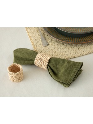 English Home Wicker Weave Natural İp 2'li Peçete Halkası 4 cm Krem