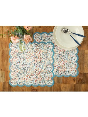 English Home Florals Polipropilen 4'lü Amerikan Servis 40 x 40 Mavi