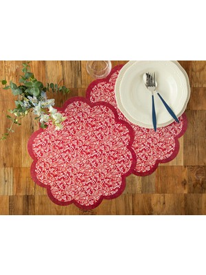English Home Florals Polipropilen 4'lü Amerikan Servis 40 cm Kırmızı