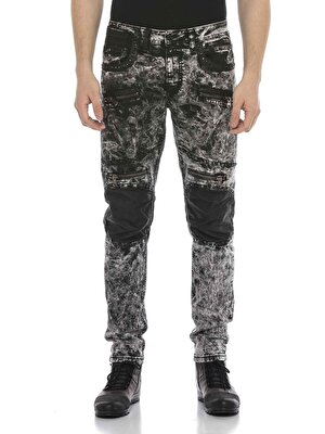 Cipo & Baxx CD568 Batik Yıkama Deri Detay Erkek Kot Pantolon