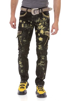 Cipo & Baxx CD677 Kargo Cep Sarı Yıkama Kot Pantolon