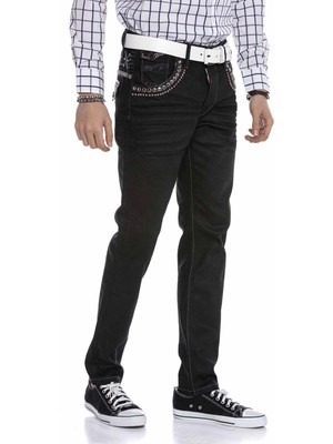 Cipo & Baxx CD663 Nakışlı Işlemeli Erkek Siyah Jeans