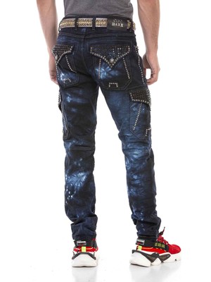 Cipo & Baxx CD677 Kargo Cep Gece Mavisi Erkek Kot Pantolon