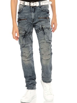 Cipo & Baxx CDK111 Biker Jeans Kargo Cep Mavi Çocuk Pantolon