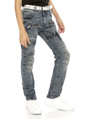 Cipo & Baxx CDK111 Biker Jeans Kargo Cep Mavi Çocuk Pantolon