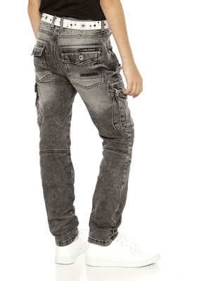 Cipo & Baxx CDK111 Biker Jeans Kargo Cep Siyah Çocuk Pantolon