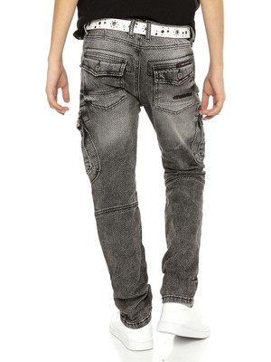 Cipo & Baxx CDK111 Biker Jeans Kargo Cep Siyah Çocuk Pantolon