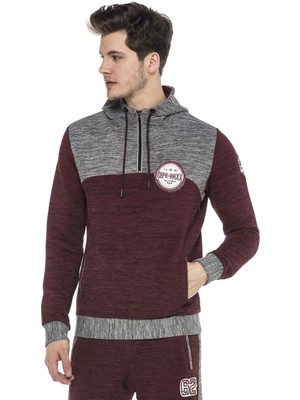 Cipo & Baxx CL372 Kapşonlu Fermuarlı Çizgili Ince Spor Sweatshirt