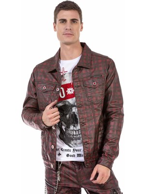 Cipo & Baxx CJ277 Kırmızı Kareli Jeans Ceket