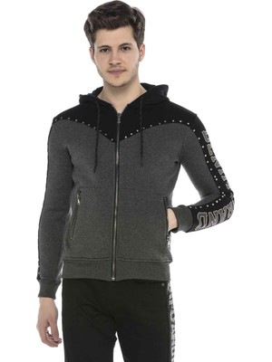 Cipo & Baxx CL381 Metal Droplu Taşlı Kapşonlu Kışlık Sweatshirt