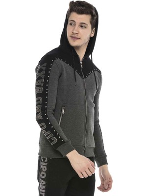 Cipo & Baxx CL381 Metal Droplu Taşlı Kapşonlu Kışlık Sweatshirt