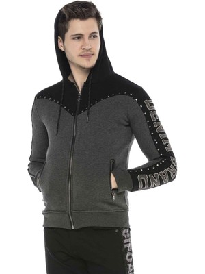 Cipo & Baxx CL381 Metal Droplu Taşlı Kapşonlu Kışlık Sweatshirt