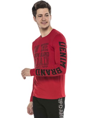 Cipo & Baxx CL379 Parlak Taşlı Baskılı Ince Erkek Sweatshirt