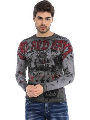 Cipo & Baxx CL455 Boya Baskılı Biker Sweatshirt