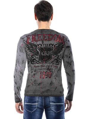 Cipo & Baxx CL455 Boya Baskılı Biker Sweatshirt