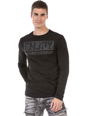 Cipo & Baxx CL474 Siyah Taşlı Basic Sweatshirt