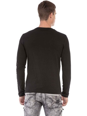 Cipo & Baxx CL474 Siyah Taşlı Basic Sweatshirt