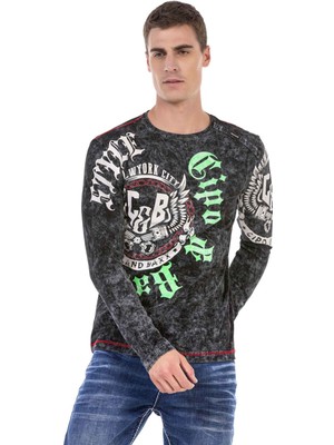 Cipo & Baxx CL476 Neon Desenli Sweatshirt