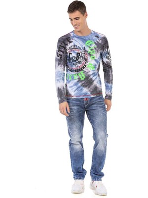 Cipo & Baxx CL476 Neon Baskılı Desenli Sweatshirt