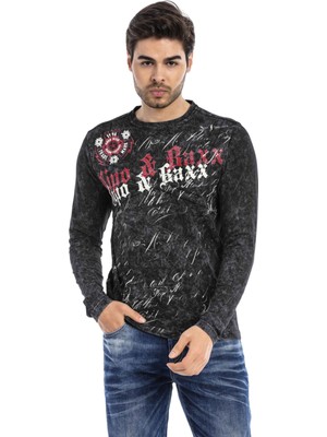 Cipo & Baxx CL489 Siyah Yıkamalı Sweatshirt