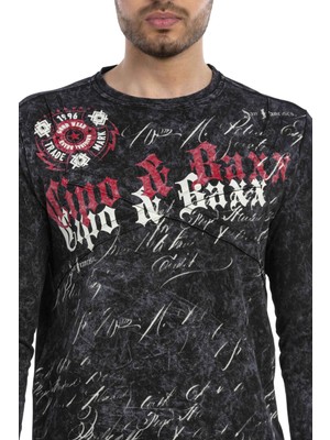 Cipo & Baxx CL489 Siyah Yıkamalı Sweatshirt