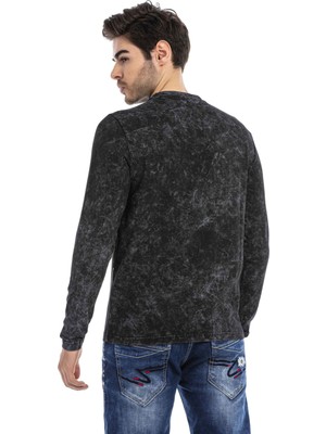 Cipo & Baxx CL489 Siyah Yıkamalı Sweatshirt