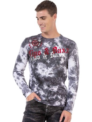 Cipo & Baxx CL489 Gri Yıkamalı Sweatshirt