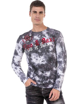 Cipo & Baxx CL489 Gri Yıkamalı Sweatshirt