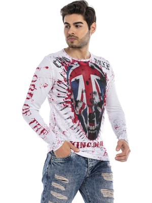 Cipo & Baxx CL498 GB Skull Beyaz Sweatshirt