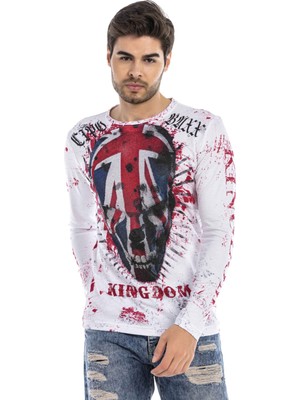 Cipo & Baxx CL498 GB Skull Beyaz Sweatshirt