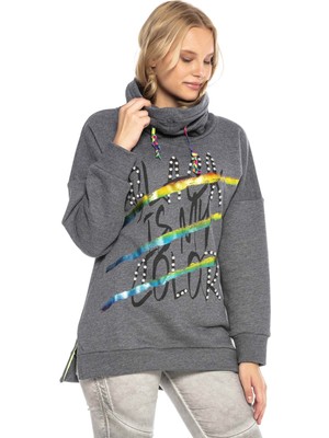 Cipo & Baxx WL242 Şal Yaka Uzun Antrasit Sweatshirt