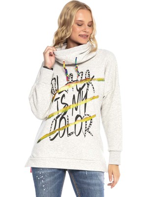 Cipo & Baxx WL242 Şal Yaka Uzun Ekru Sweatshirt