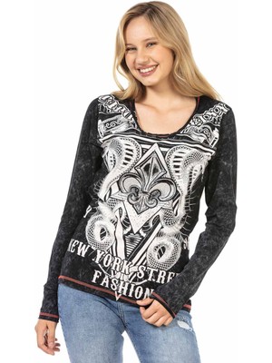 Cipo & Baxx WL285 Taşlı Yıkama Desenli Sweatshirt