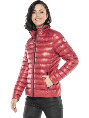 Cipo & Baxx WM113 Parlak Bordo Bayan Şişme Mont