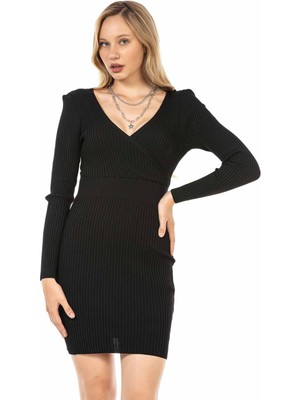 Cipo & Baxx WP222 Siyah Mini Triko Elbise