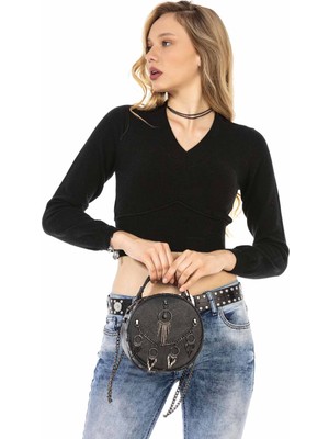 Cipo & Baxx WP233 Crop Top Siyah Triko