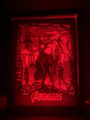 3D Gece Lambası    Gölge Kutusu Avengers 1