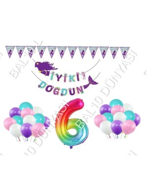 Bal10 Dünyası Deniz Kızı 6 Yaş Doğum Günü Parti Seti