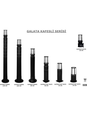 Sekatech Galata Kafesli Set Üstü 23CM Bahçe Duvar Yol Aydınlatma Lambaları Zita