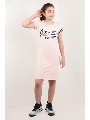 Toontoy Kız Çocuk Baskılı Şerit Detaylı Elbise